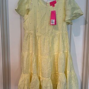 NWT. Lilly Pulitzer Jocelyn dress SS in finch yellow you drive me daisy. Size S